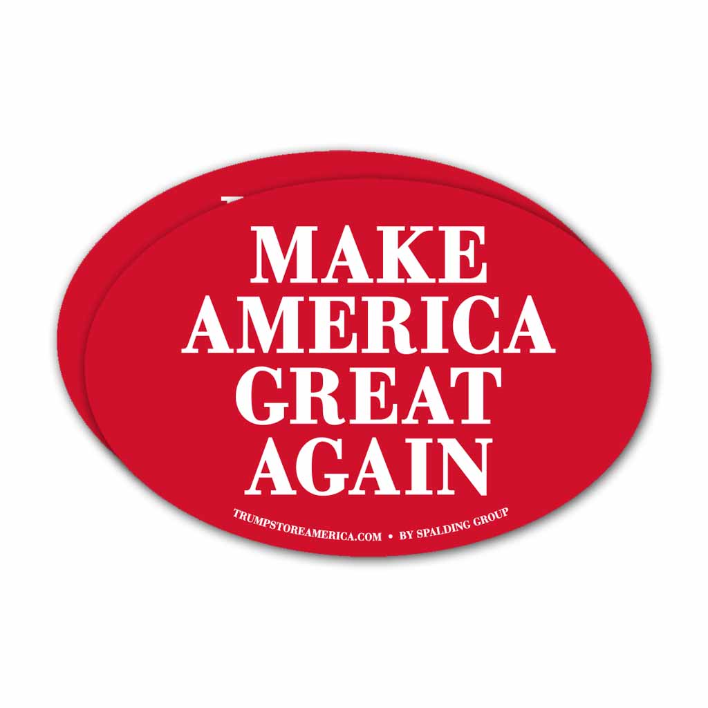 Trump American Flag Bumper Stickers – 4" Wide, Red White Blue Vinyl, 2-Pack, Made In USA