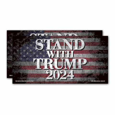 (Pack of 2) Bumper Sticker - "Stand With Trump 2024"