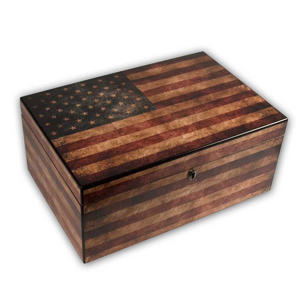 Cigar Humidor - American Flag (Personalization Option)